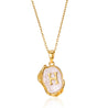 Sea Blue Mall Retro Style Gold Inlaid Pearl Design Personalized Letter Necklace.  SeaBlueMall.com