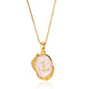 Sea Blue Mall Retro Style Gold Inlaid Pearl Design Personalized Letter Necklace.  SeaBlueMall.com