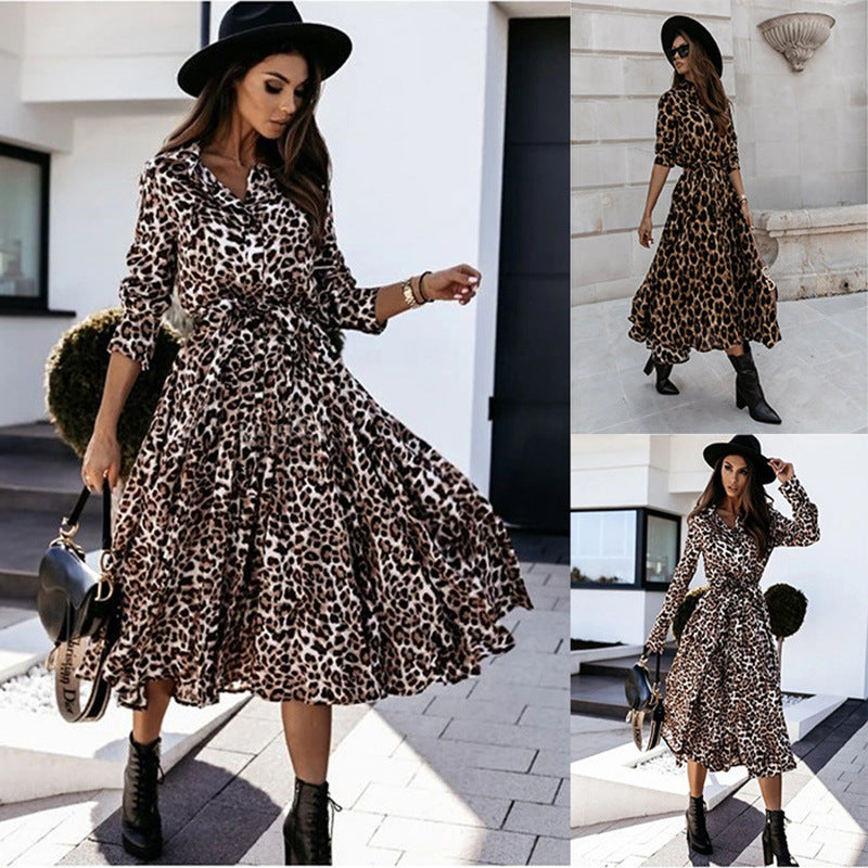 Everyday Check Leopard Print Midi Dress