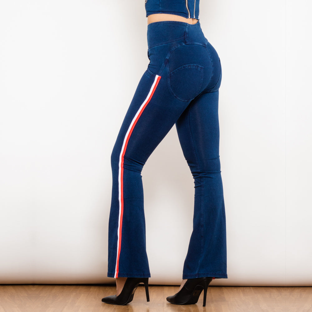 Side Striped High Waist Skinny Denim Jeans