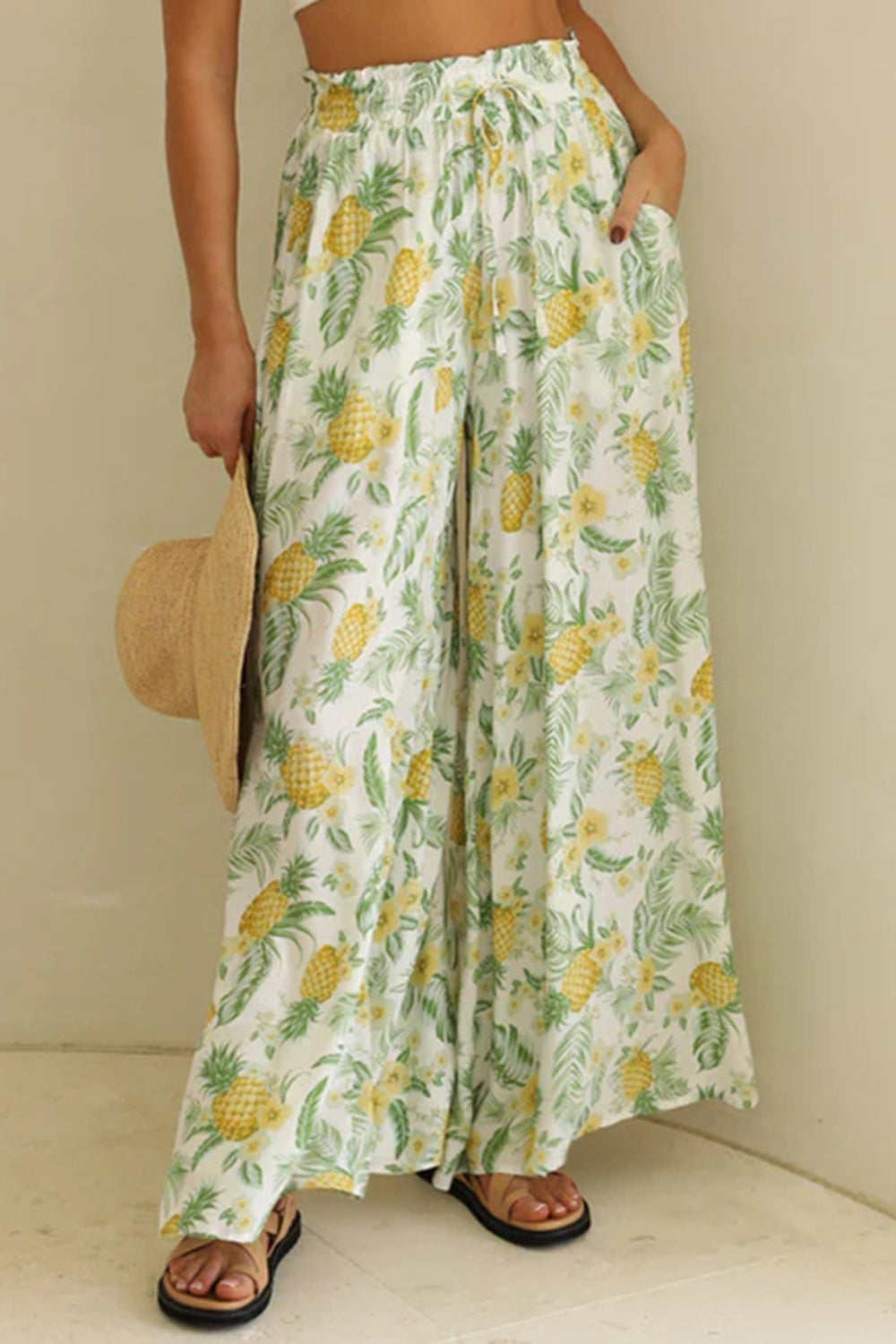 Floral Ease Tied Wide Leg Printed Pants