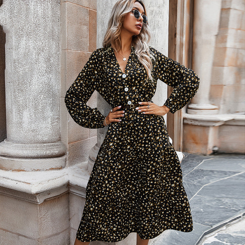 Everyday Style V-neck Leopard Print Maxi Dress