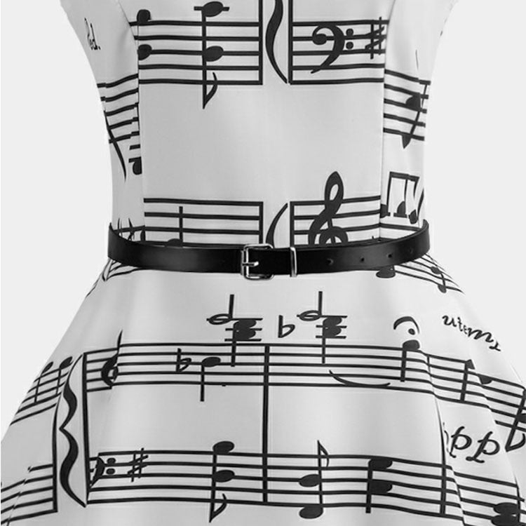 Melodic Vibe Musical Note Print Dress