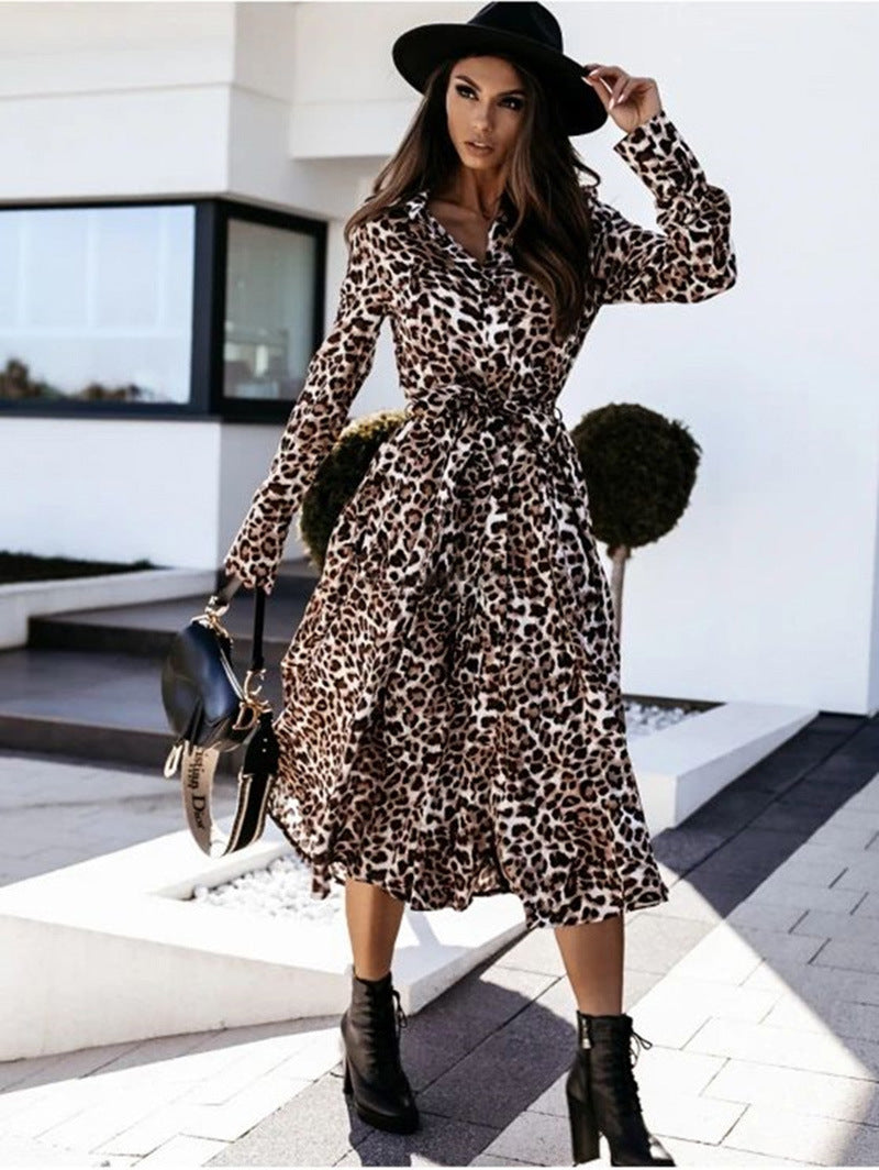 Everyday Check Leopard Print Midi Dress