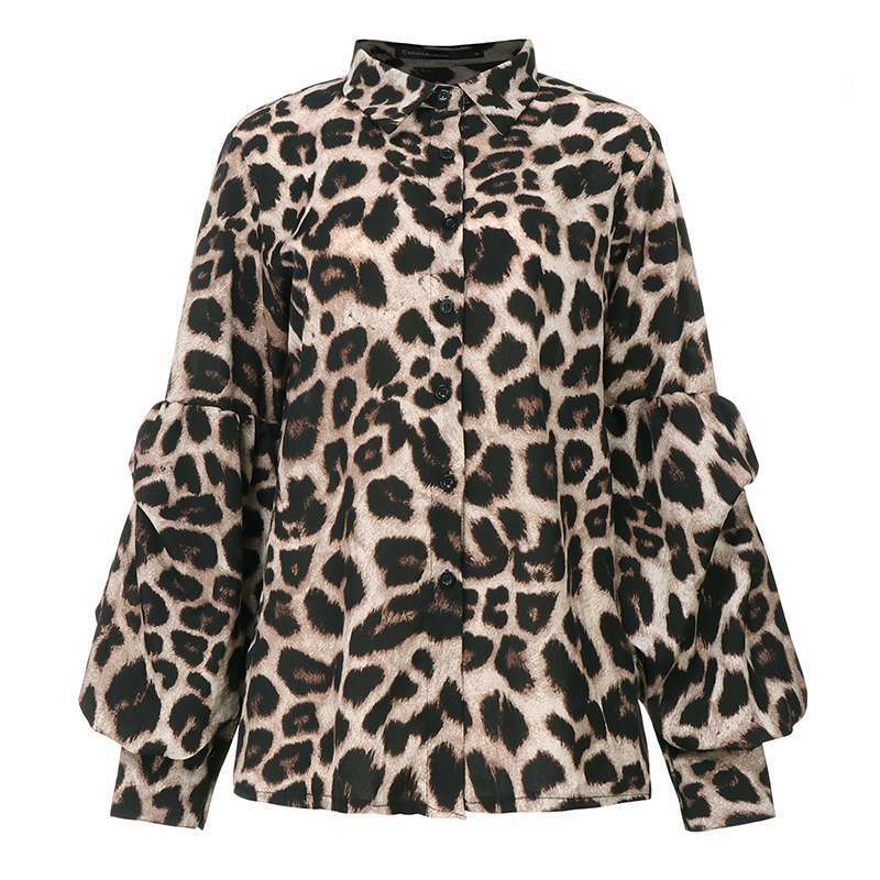 Bohemian Leopard Print Shirt with Long Sleeves