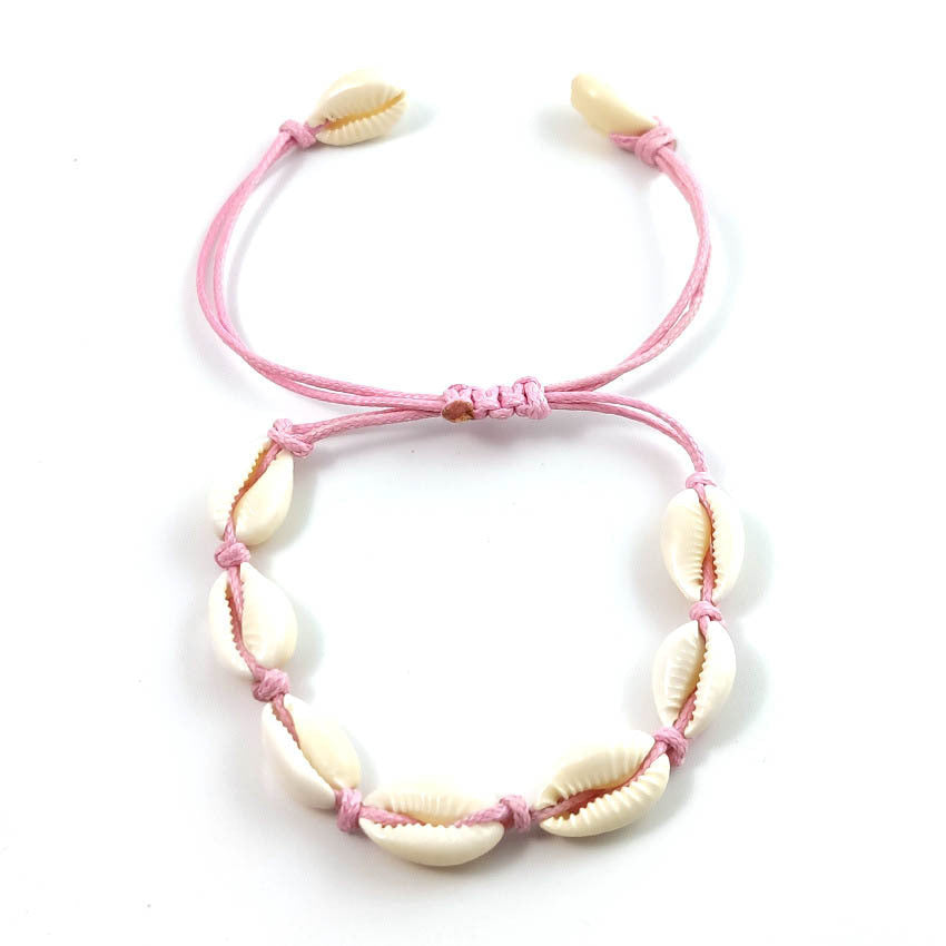 Beach Vibes Hawaiian Style Natural Seashell Hand-woven Bracelet/Anklet - Adjustable.