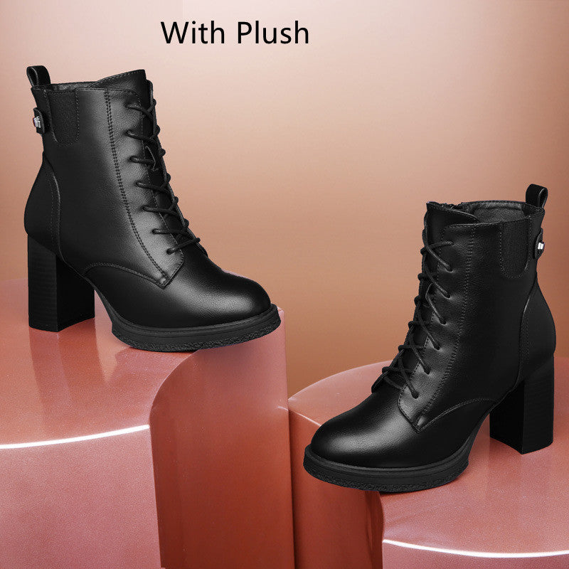 British Leather Style  Autumn Winter Boots