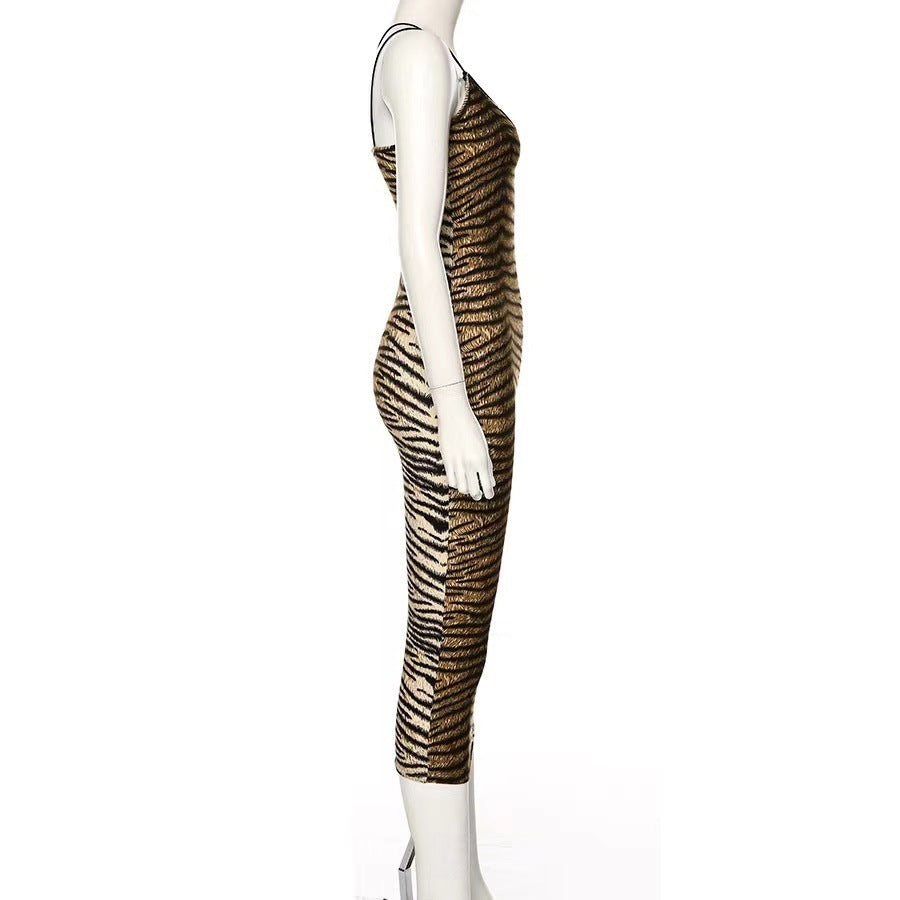 On The Lookout Tiger Print Bodycon Midi Dress