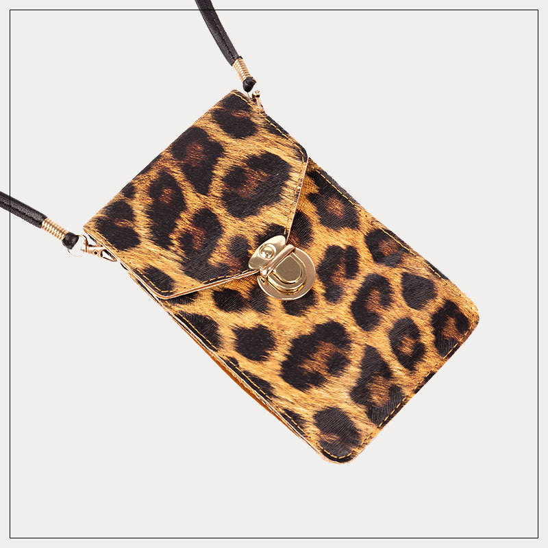 Retro  Eco Leather Leopard Print Touch Screen Cross Body Bags