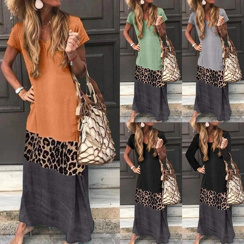 On Trend 3 Colored Contrast Maxi Dress