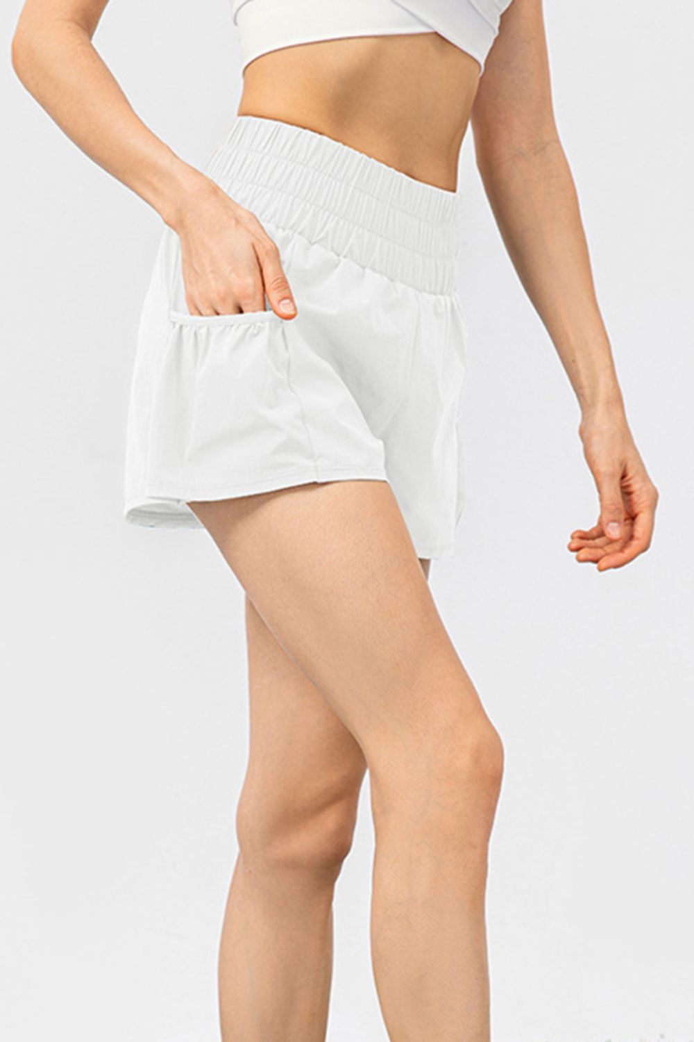 Stretch Elastic Waist Active Shorts w/ Pocketed