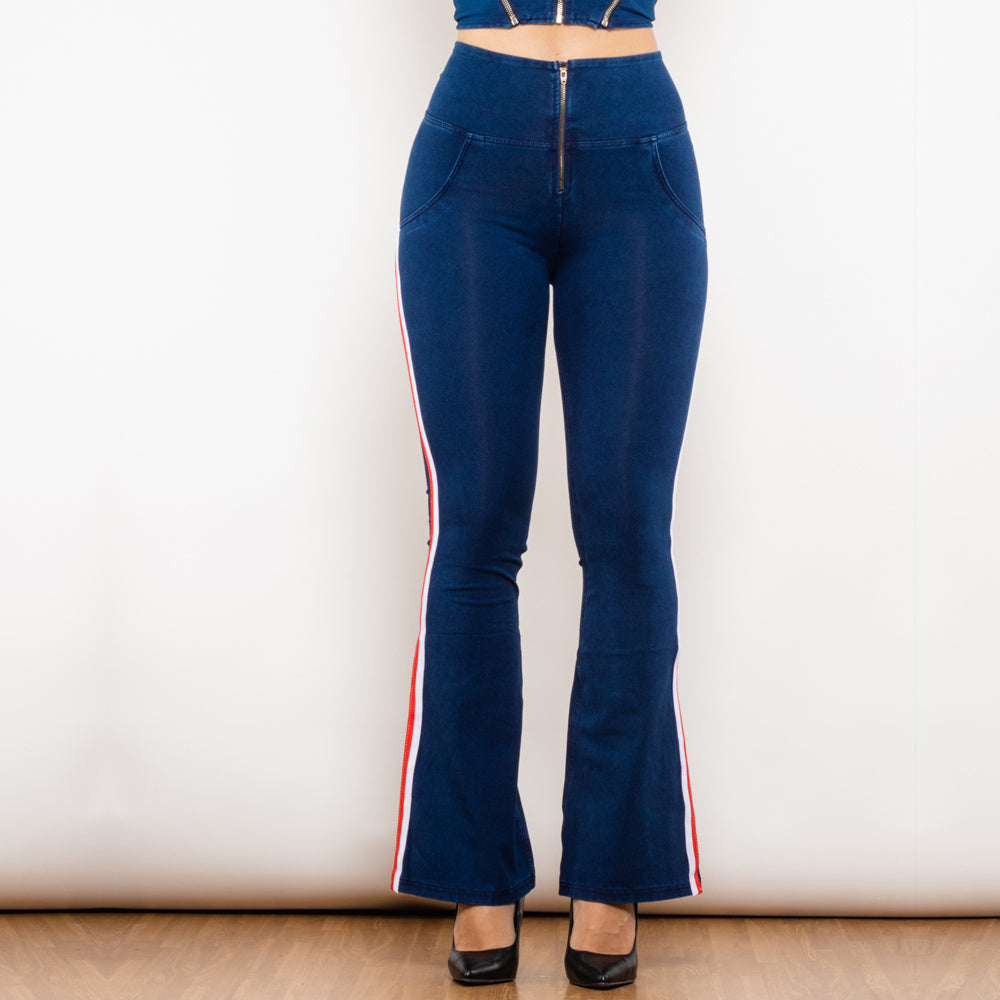 Side Striped High Waist Skinny Denim Jeans