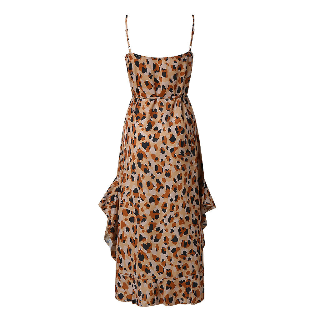 Vacation Mode Ruffled Leopard Print Dress