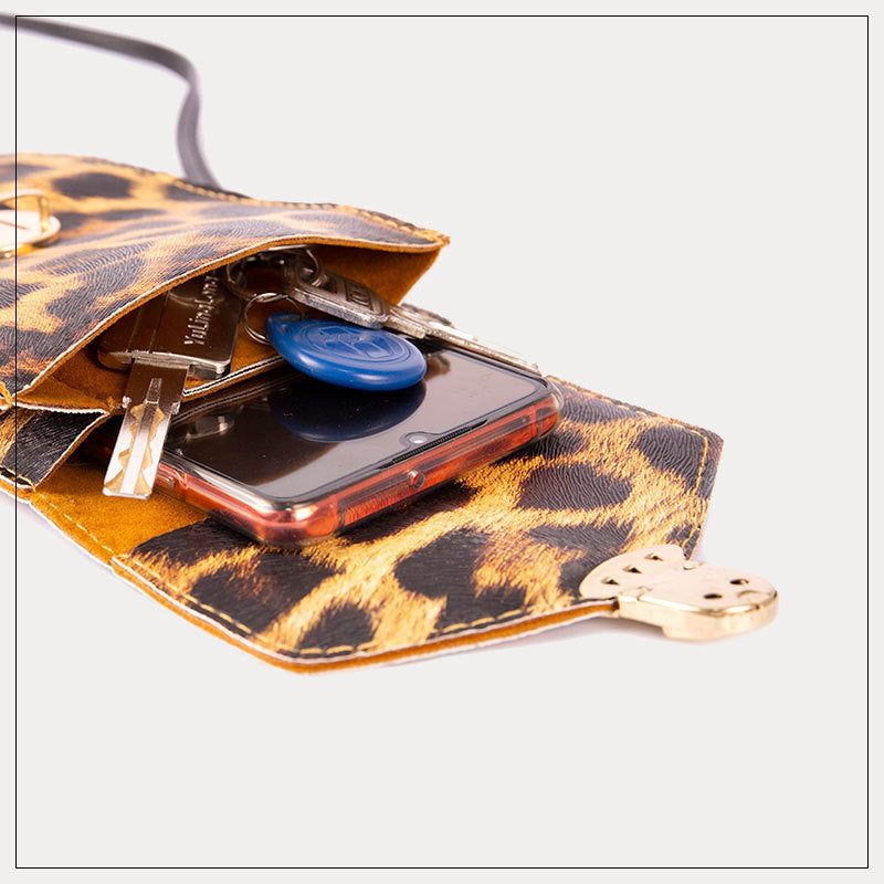 Retro  Eco Leather Leopard Print Touch Screen Cross Body Bags