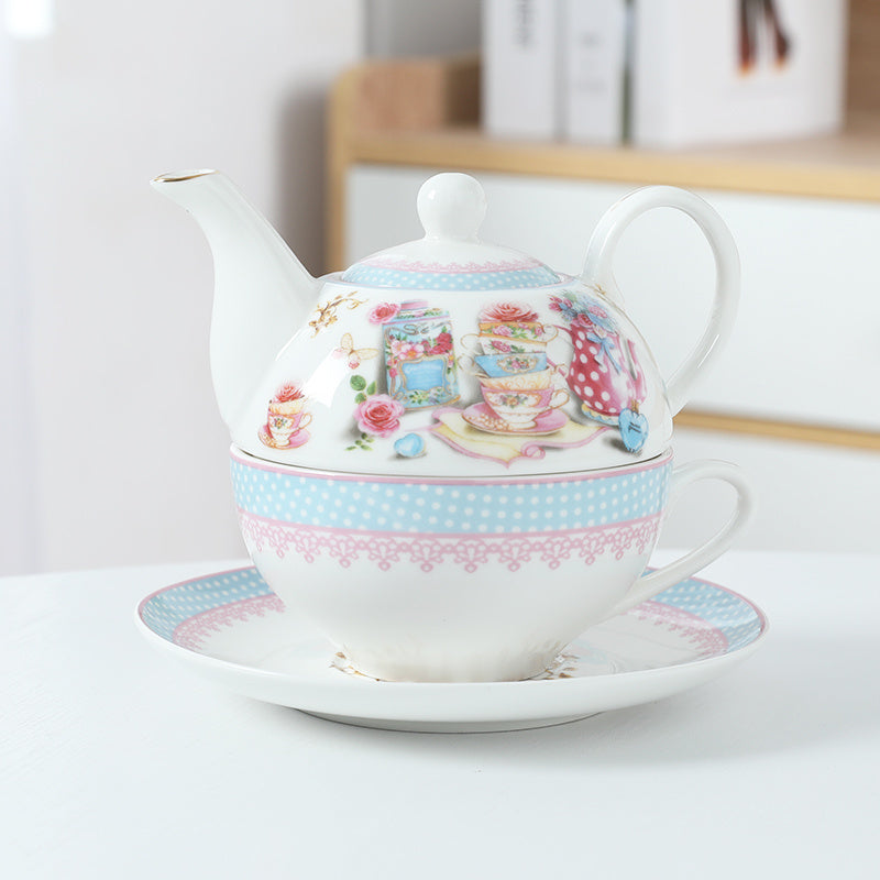 Retro Flower Bone China Tea Set with Cup & Saucer