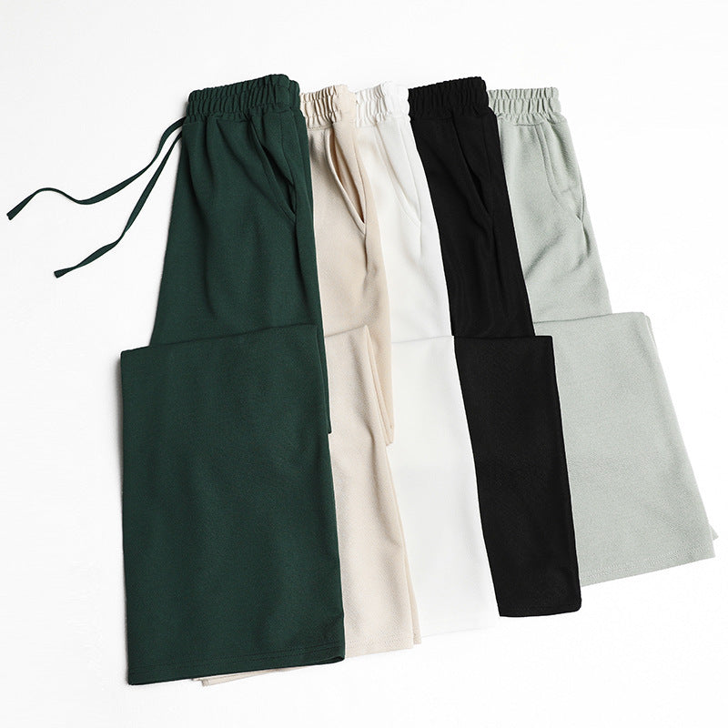 Slacks Knit Thin High Waist Loose Pants