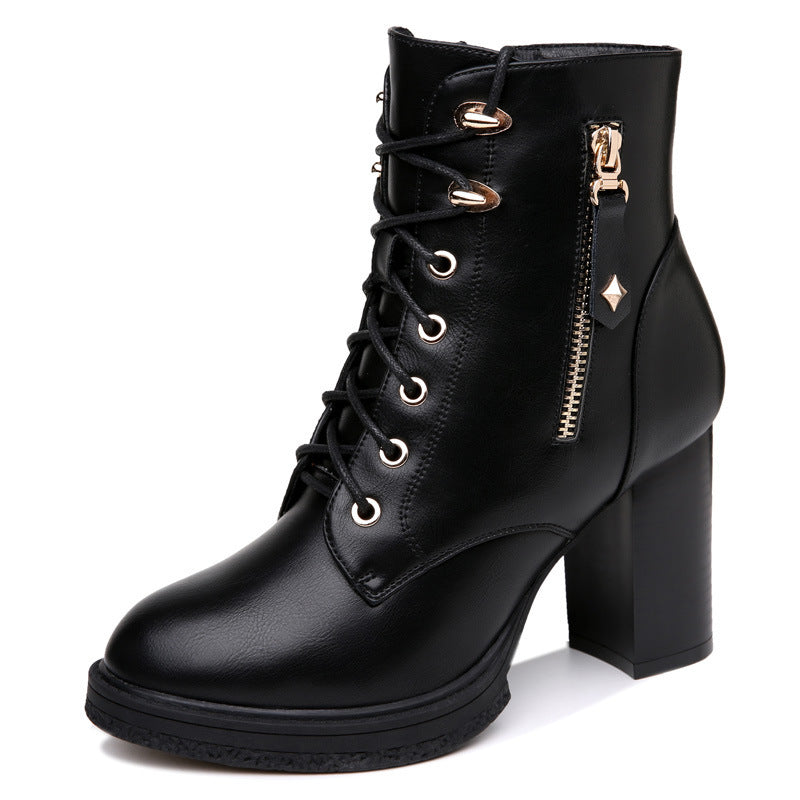 British Leather Style  Autumn Winter Boots