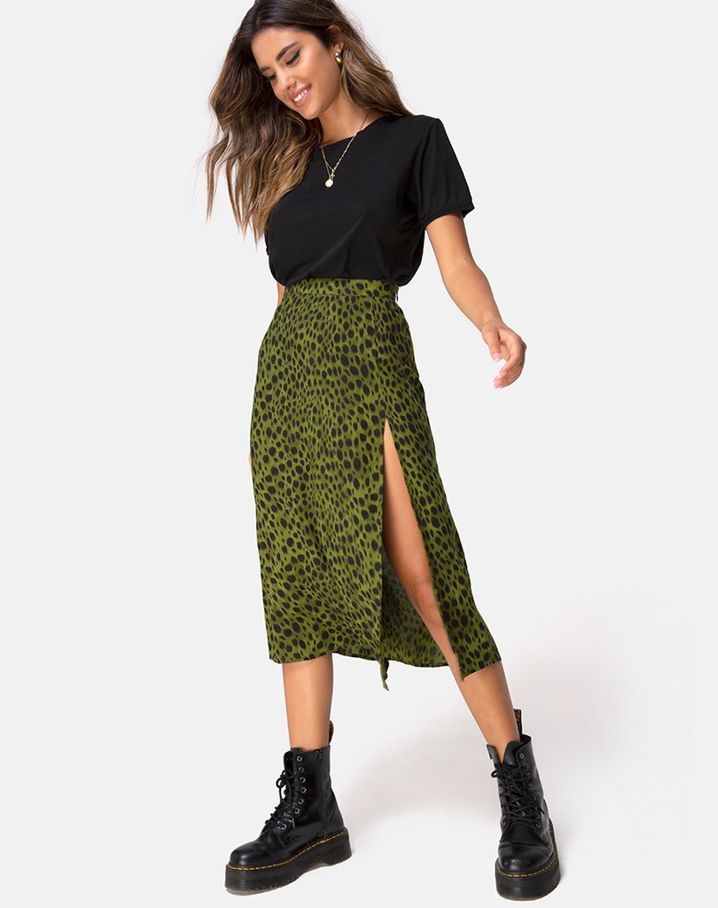 Expert Touch Animal Print Slit Hem Skirt