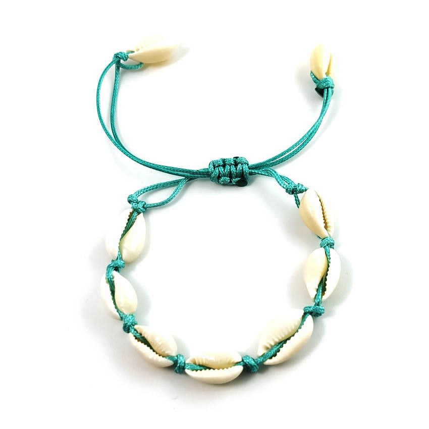 Beach Vibes Hawaiian Style Natural Seashell Hand-woven Bracelet/Anklet - Adjustable.