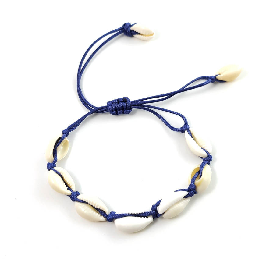 Beach Vibes Hawaiian Style Natural Seashell Hand-woven Bracelet/Anklet - Adjustable.