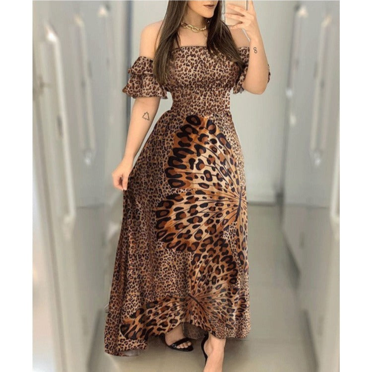 Maybe Mine Off The Shoulder Leopard Print Dress