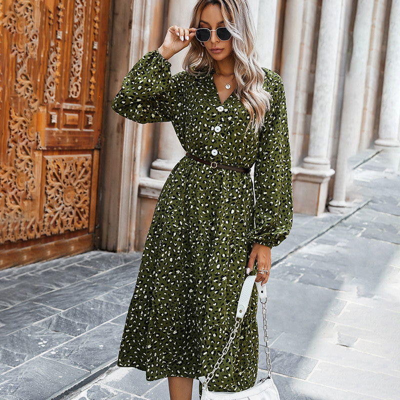 Everyday Style V-neck Leopard Print Maxi Dress