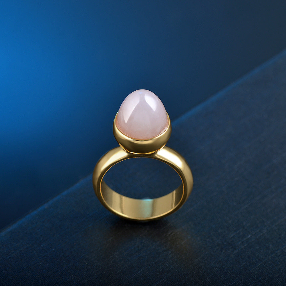 Polished Natural Crystal Gemstone Aventurine Dome Ring.