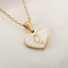 Sea Blue Mall Gold Plated Personalized Letter Heart-shaped Necklace with a White Shell  SeaBlueMall.com