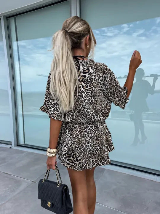 Exploring Day Leopard Print Button Front Romper