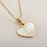 Sea Blue Mall Gold Plated Personalized Letter Heart-shaped Necklace with a White Shell  SeaBlueMall.com