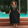 Sea Blue Mall Sun-Kissed Embroidered Beach Cover-up Robe Dress Beach Cover-up Robe Dress black Cover-up Robe Dress Embroidered SeaBlueMall.com
