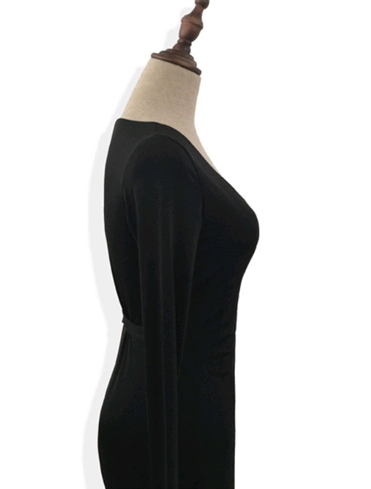 New V-neck Tie Waist Slim Sliming Dress