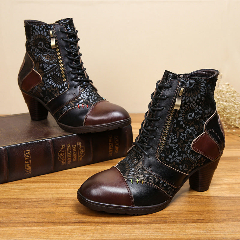 Artsy Chic Genuine Cowhide Vintage Leather Boots