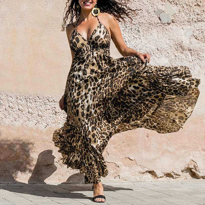 Look Away V-Neck Leopard Print Summer Dress