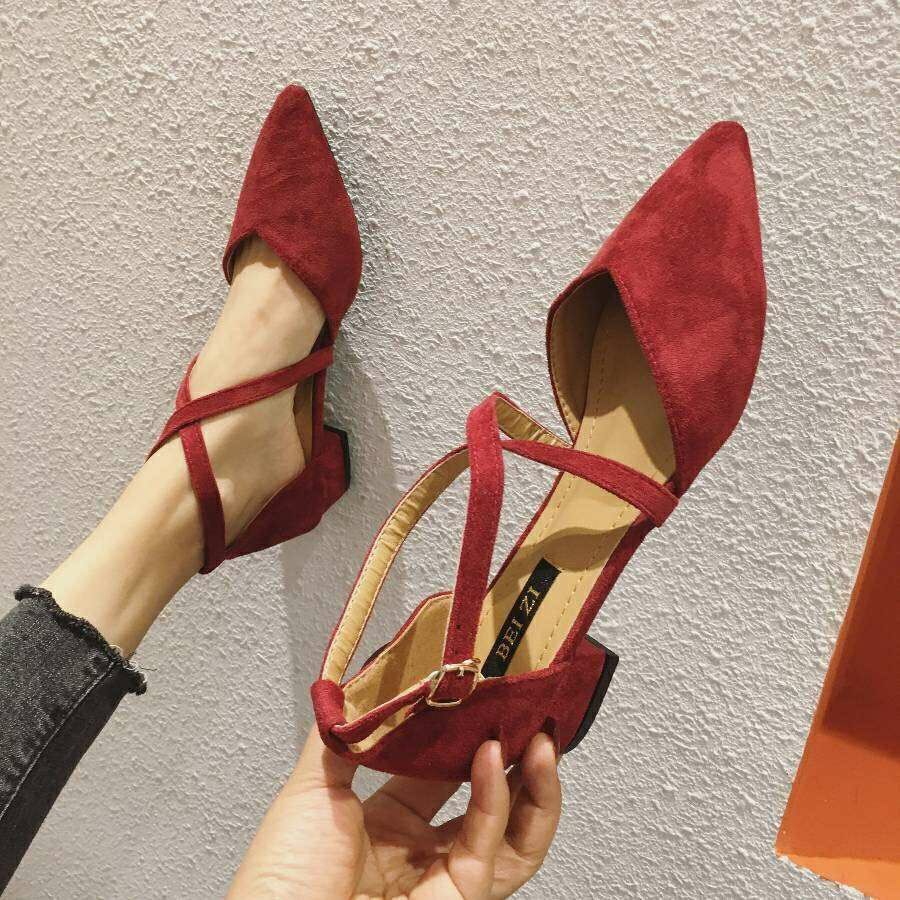 Versatile Suede Cross Tie High Heel Shoes