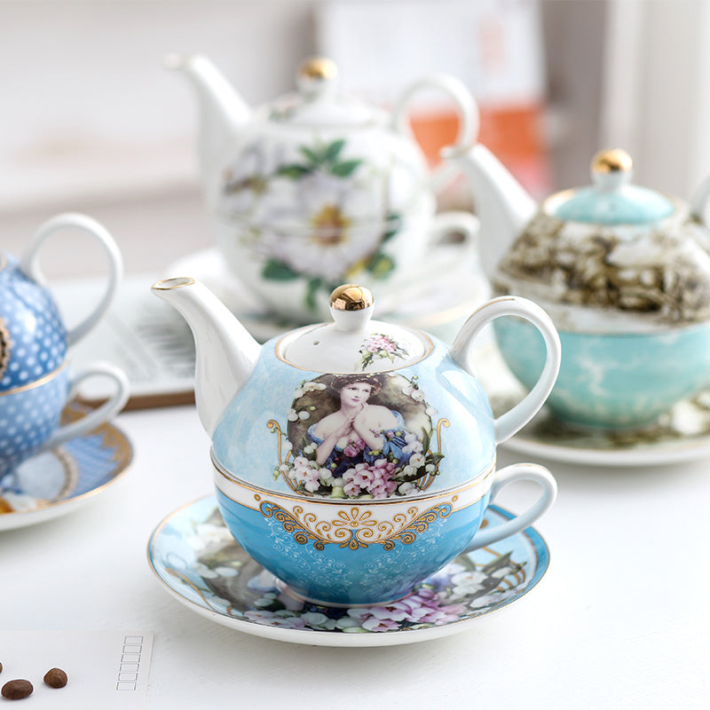 Retro Flower Bone China Tea Set with Cup & Saucer