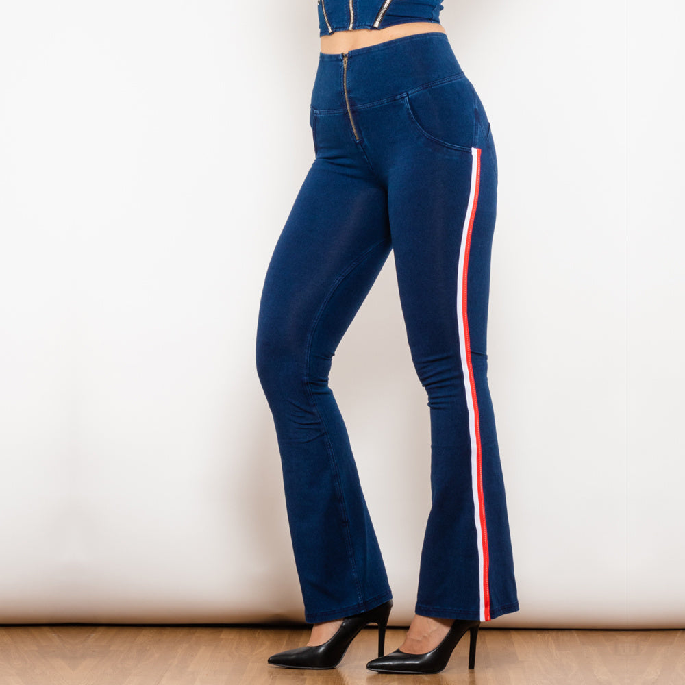 Side Striped High Waist Skinny Denim Jeans