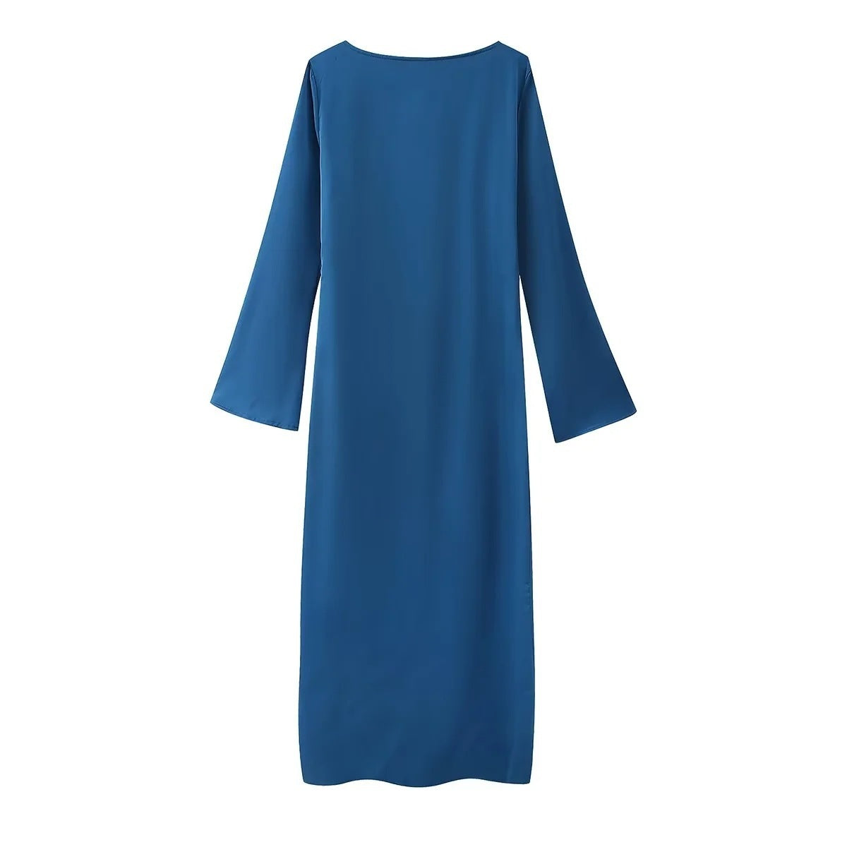 Cobalt Blue Elegant Style  Slim-fit  Dress with Bell Sleeve