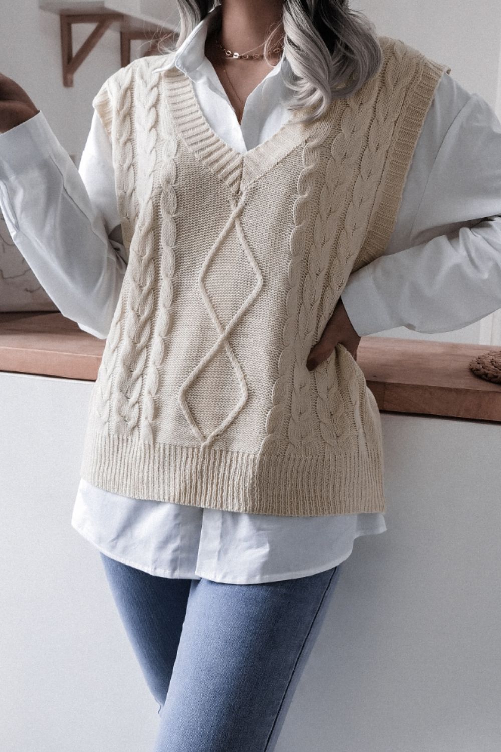 One Wish Cable Knit Sweater Vest