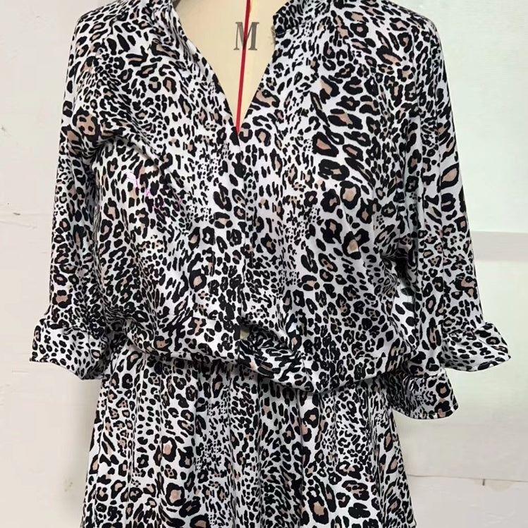 Exploring Day Leopard Print Button Front Romper