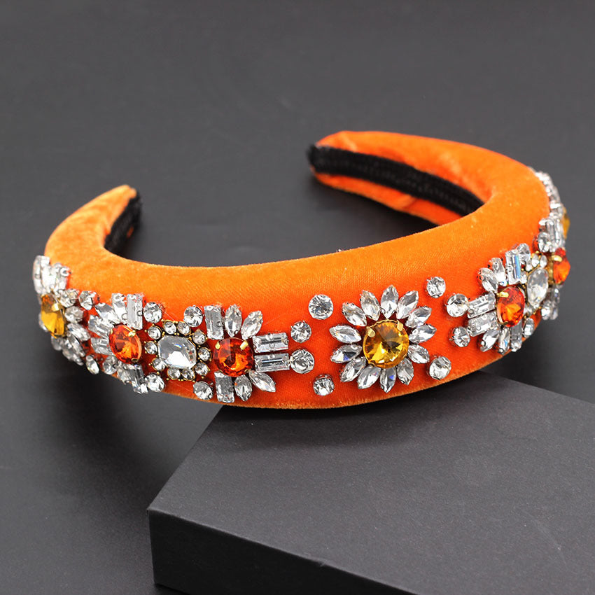 Multicolor Crystal Sunflower Sponge Headband