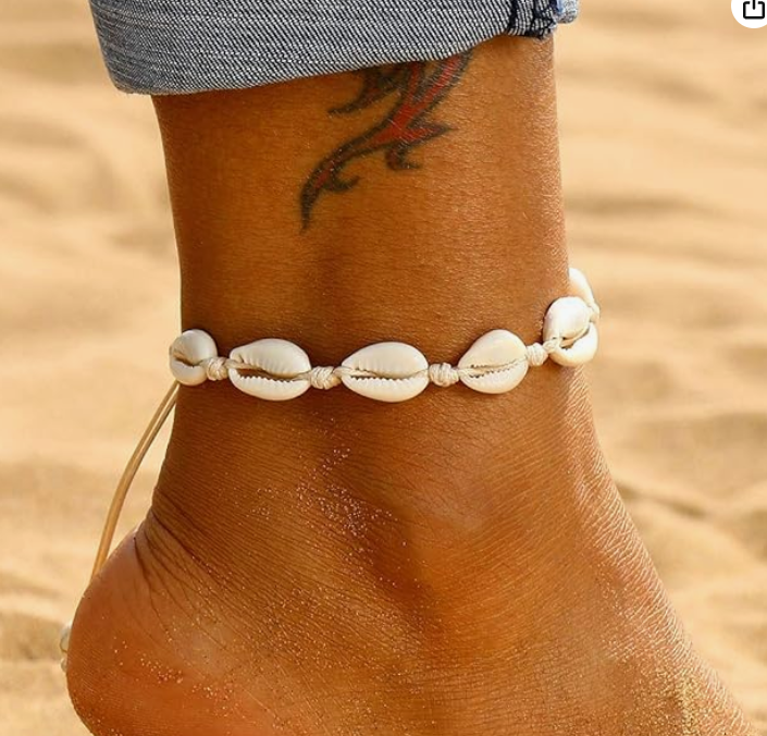 Beach Vibes Hawaiian Style Natural Seashell Hand-woven Bracelet/Anklet - Adjustable.