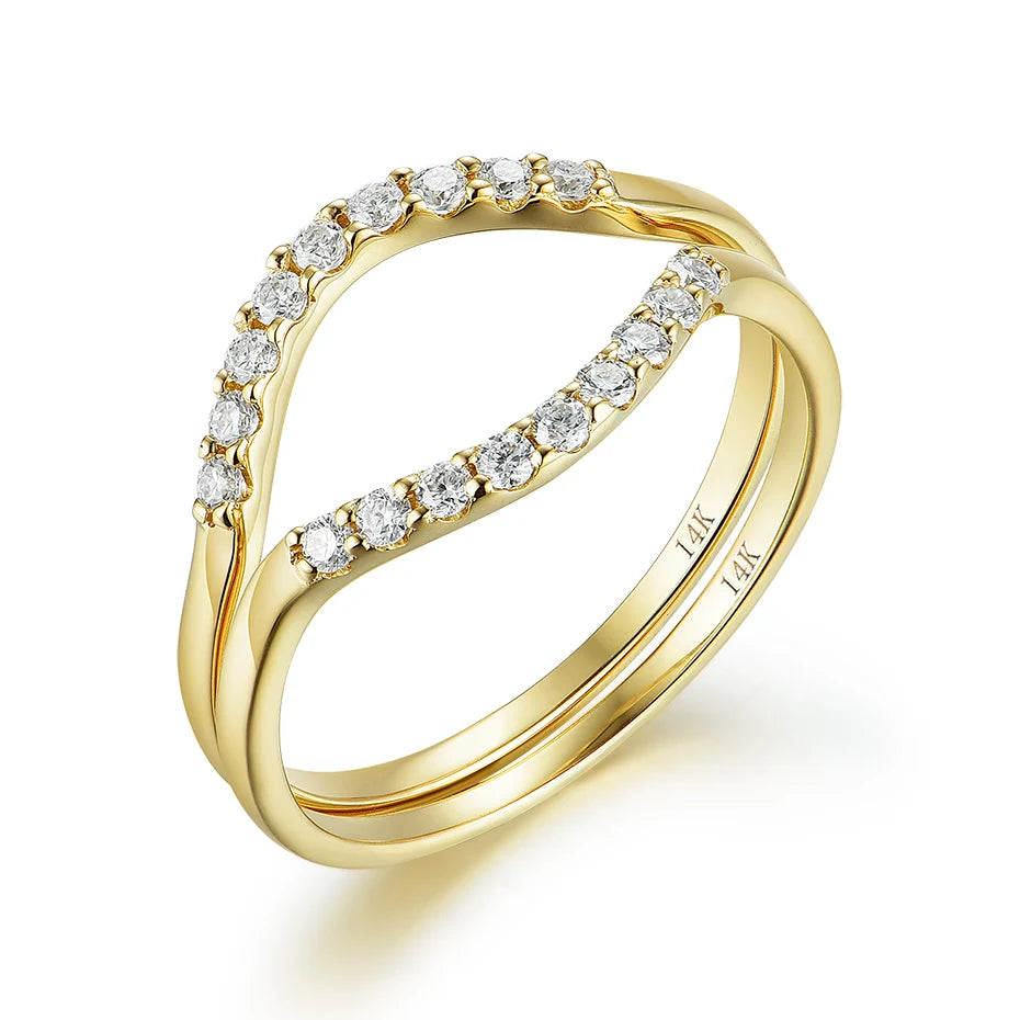 14K Solid Yellow Gold Moissanite Diamond Solitaire Cradle Ring