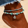 Sea Blue Mall Boho Turquoise Beachy Beads Seashells Charm Anklet. Seashells Charm Anklet. SeaBlueMall.com