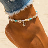 Sea Blue Mall Boho Turquoise Beachy Beads Seashells Charm Anklet. Seashells Charm Anklet. SeaBlueMall.com