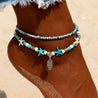 Sea Blue Mall Boho Turquoise Beachy Beads Seashells Charm Anklet. Seashells Charm Anklet. SeaBlueMall.com