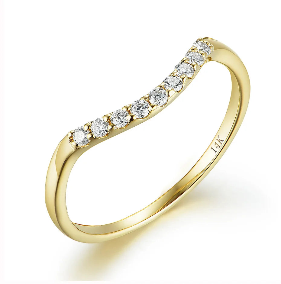 14K Solid Yellow Gold Moissanite Diamond Solitaire Cradle Ring