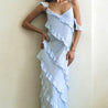 Sea Blue Mall Skyward U-collar Off-shoulder Side Slit Dress Beach Dress L boho DRESS bridesmaids dress Casual Women's dress Dress French  dress Maxi Dress off shoulder dress spaghetti strap dress summer dress SeaBlueMall.com