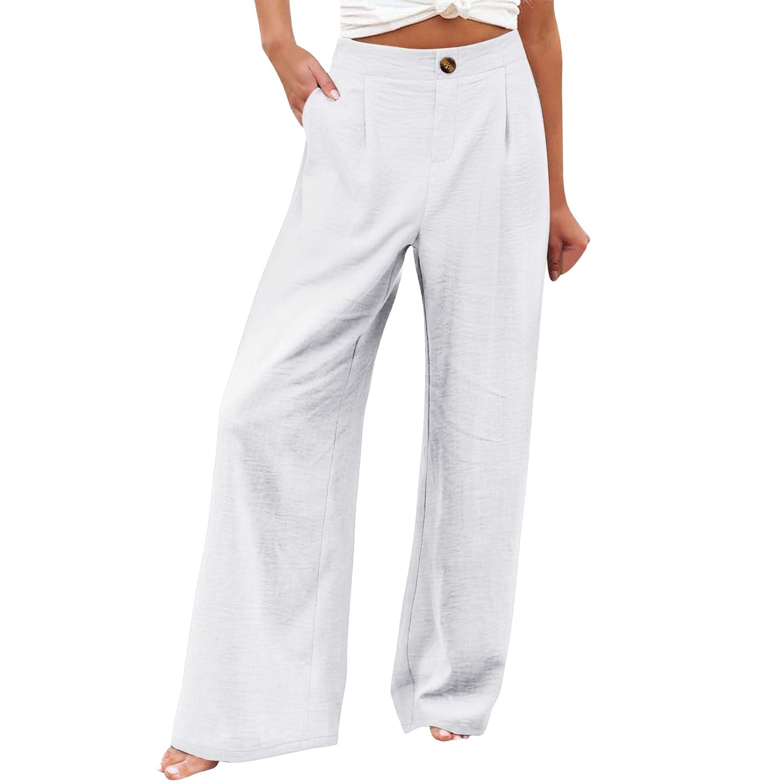 Loose Elastic Waist Wide Leg Long Pants