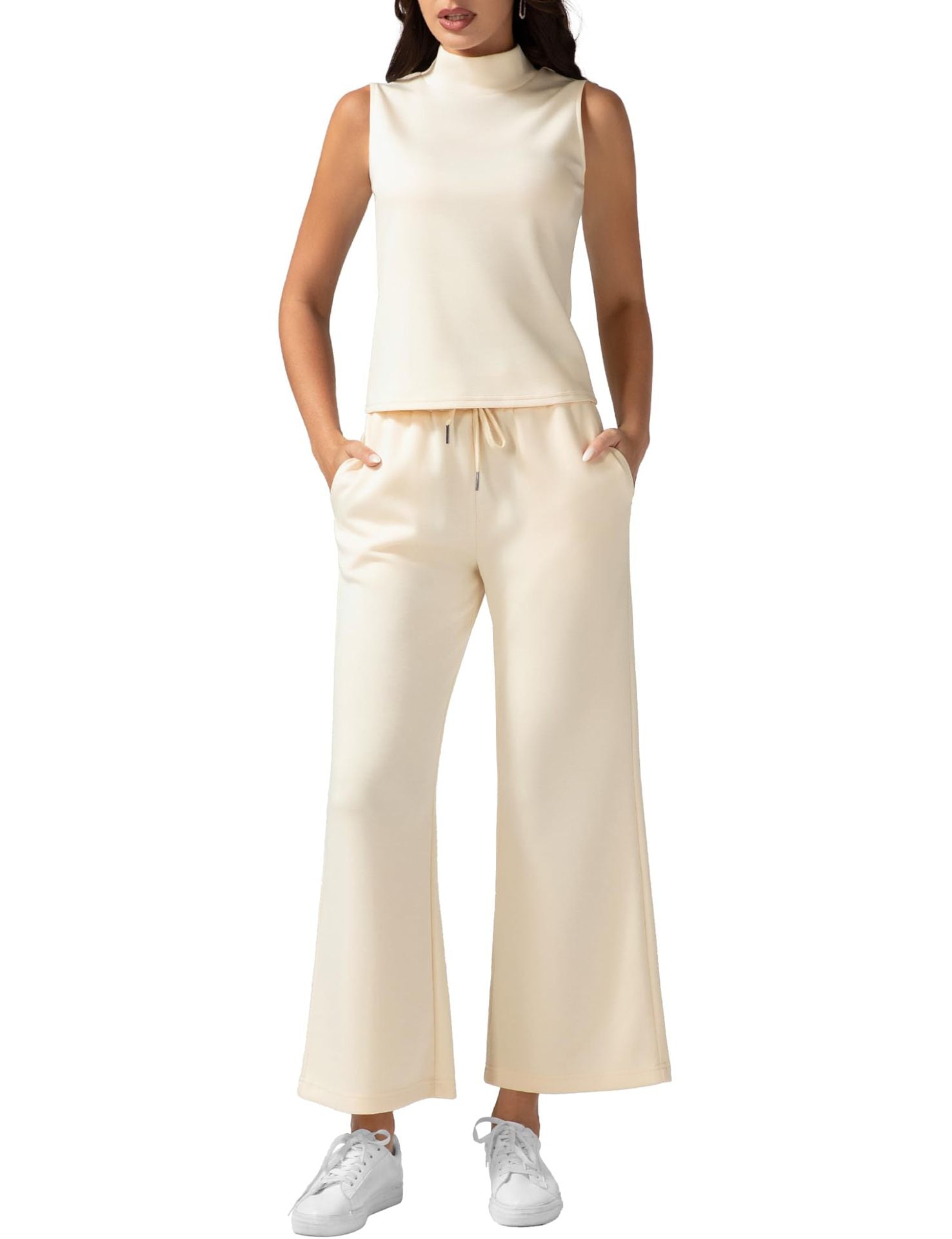 Casual Sleeveless Vest Short Wide-Leg Pants Set